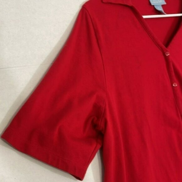 Liz & Me Tunic Top, Short Sleeves, Cotton, Red, 0X - Picture 3 of 10